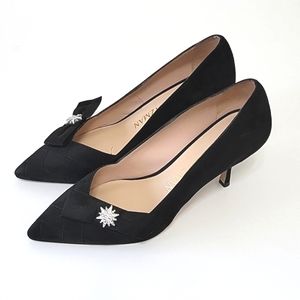 Stuart Weitzman black suede pointed heels